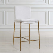 Uttermost Ascend White Boucle Cushioned Seat with Aged Gold Iron Counter Stool