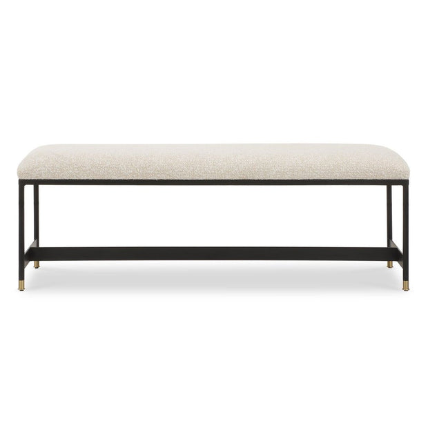 Uttermost Halston Off-White Upholstered Bench With Matte Black Iron Frame
