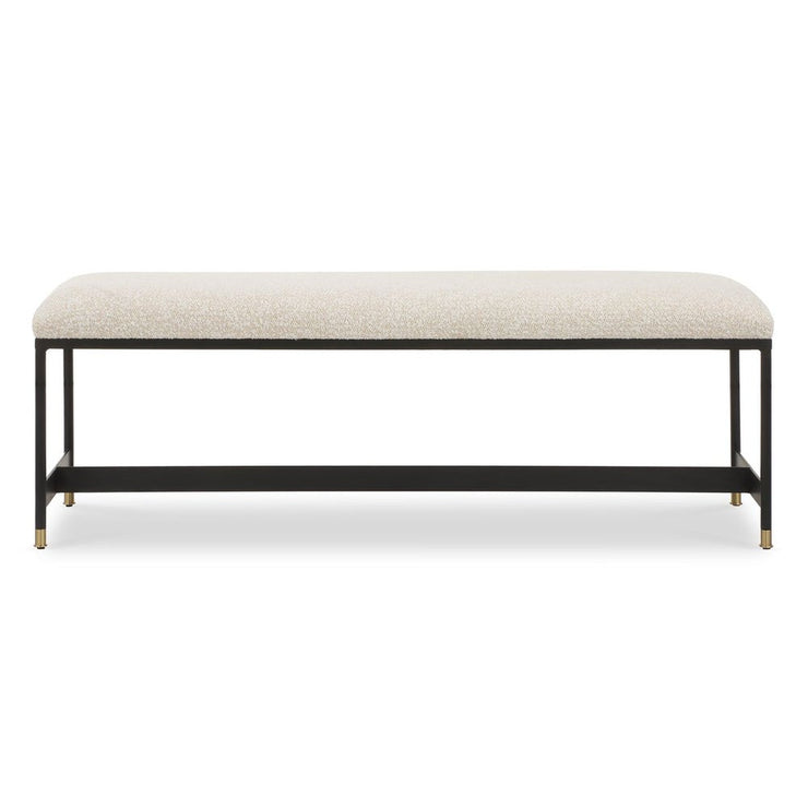 Uttermost Halston Off-White Upholstered Bench With Matte Black Iron Frame