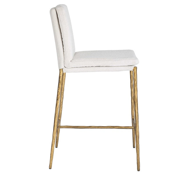 Uttermost Ascend White Boucle Cushioned Seat with Aged Gold Iron Counter Stool