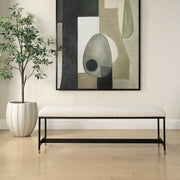 Uttermost Halston Off-White Upholstered Bench With Matte Black Iron Frame