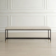 Uttermost Halston Off-White Upholstered Bench With Matte Black Iron Frame