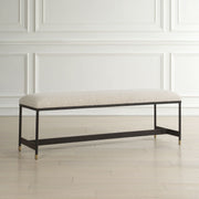 Uttermost Halston Off-White Upholstered Bench With Matte Black Iron Frame