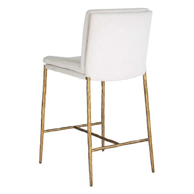Uttermost Ascend White Boucle Cushioned Seat with Aged Gold Iron Counter Stool
