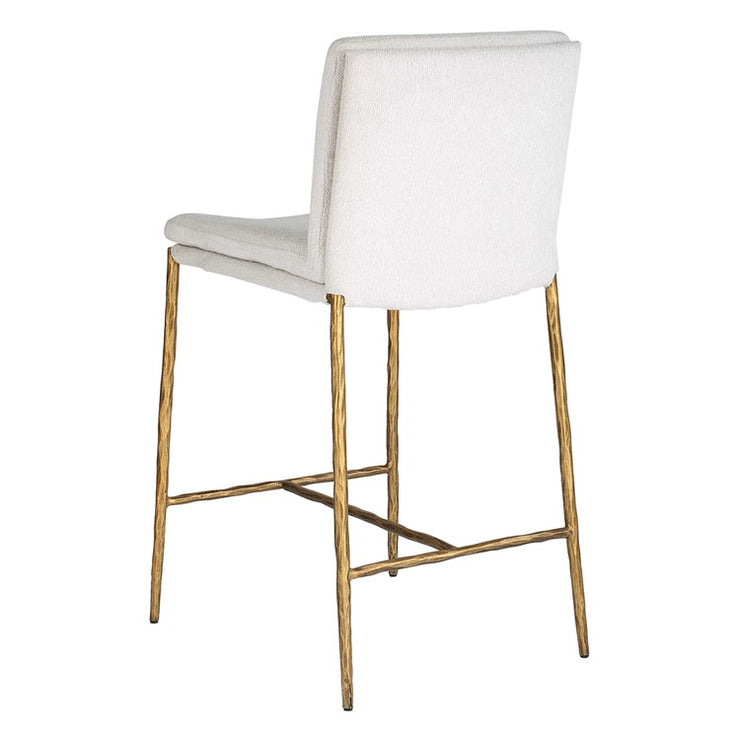 Uttermost Ascend White Boucle Cushioned Seat with Aged Gold Iron Counter Stool