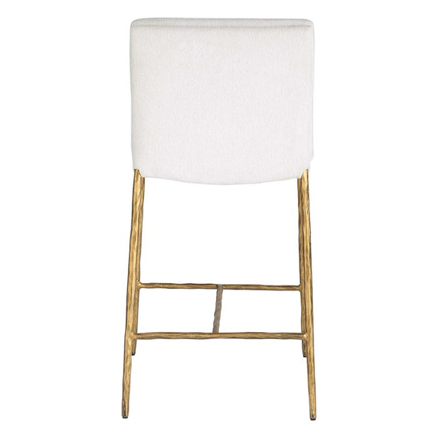 Uttermost Ascend White Boucle Cushioned Seat with Aged Gold Iron Counter Stool