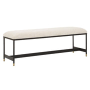 Uttermost Halston Off-White Upholstered Bench With Matte Black Iron Frame