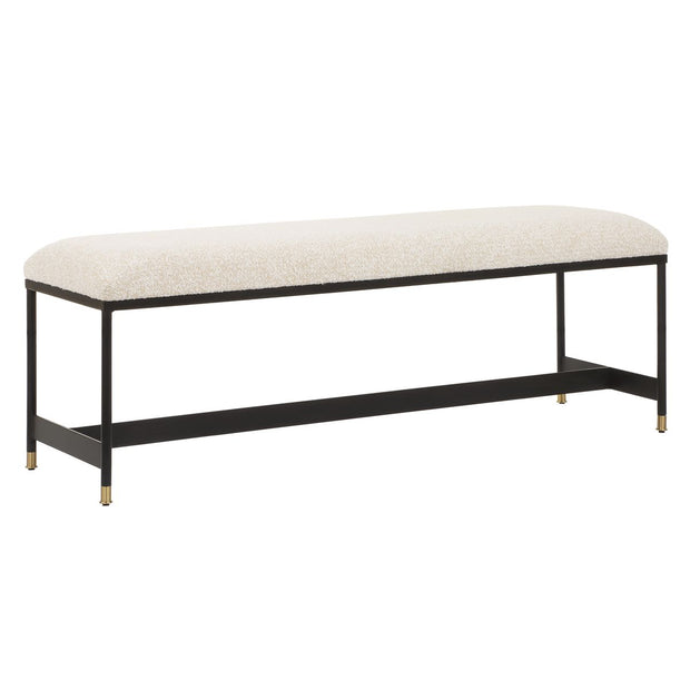 Uttermost Halston Off-White Upholstered Bench With Matte Black Iron Frame