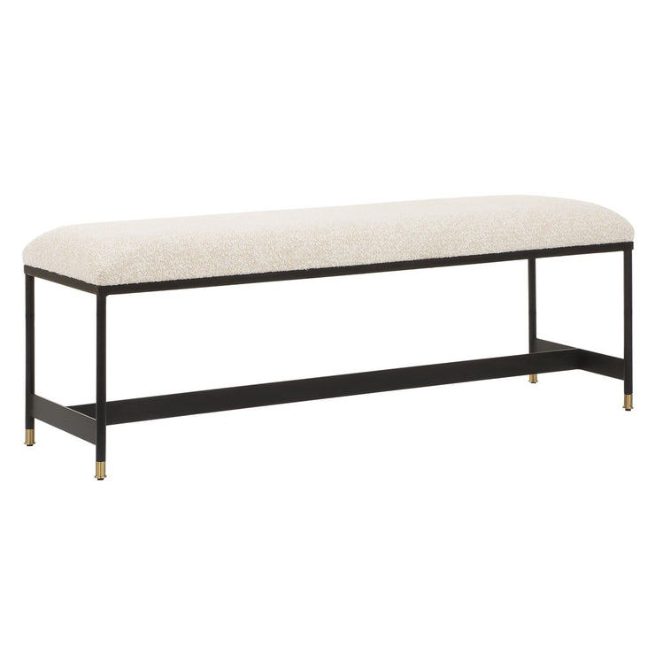 Uttermost Halston Off-White Upholstered Bench With Matte Black Iron Frame