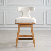 Uttermost Klismos White Textured Cushioned Swivel Seat Counter Stool
