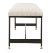 Uttermost Halston Off-White Upholstered Bench With Matte Black Iron Frame