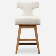 Uttermost Klismos White Textured Cushioned Swivel Seat Counter Stool