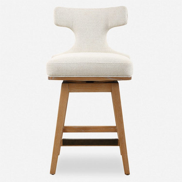Uttermost Klismos White Textured Cushioned Swivel Seat Counter Stool