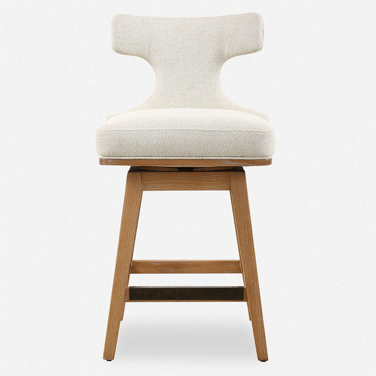 Uttermost Klismos White Textured Cushioned Swivel Seat Counter Stool