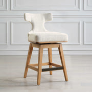 Uttermost Klismos White Textured Cushioned Swivel Seat Counter Stool