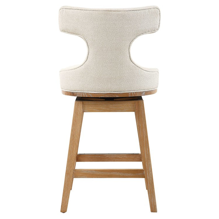 Uttermost Klismos White Textured Cushioned Swivel Seat Counter Stool