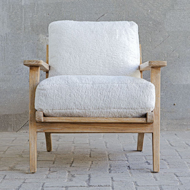 Uttermost Laid Back Mindi Wood Natural Finish Lounge Chair