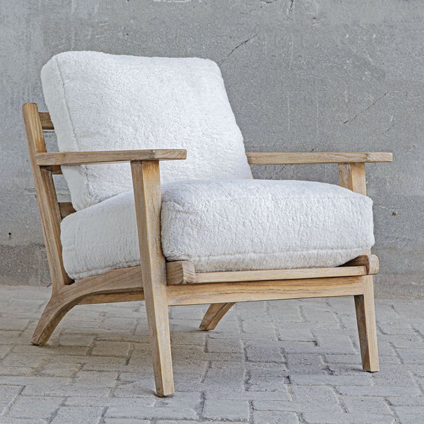Uttermost Laid Back Mindi Wood Natural Finish Lounge Chair