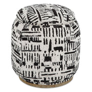Uttermost Dialogue Black And Off White Round Ottoman
