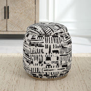 Uttermost Dialogue Black And Off White Round Ottoman