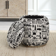 Uttermost Dialogue Black And Off White Round Ottoman