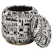 Uttermost Dialogue Black And Off White Round Ottoman