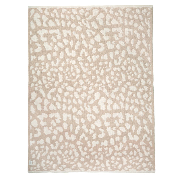 Kashwere Ultra Plush Linen and Wheat Leopard Print Throw