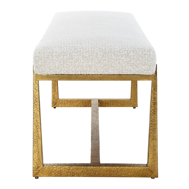 Uttermost Midas Bench With Textured Antique Gold Finish