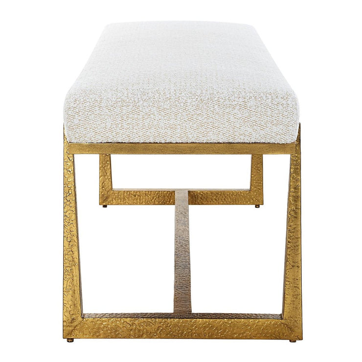 Uttermost Midas Bench With Textured Antique Gold Finish