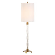 Uttermost York Mid-Century Crystal Column Buffet Lamp With White Linen Shade