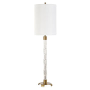 Uttermost York Mid-Century Crystal Column Buffet Lamp With White Linen Shade