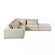 Four Hands Bloor 4 Piece Deep Seating Modular Left Arm Sectional With Ottoman  ~ Clairmont Sand Upholstered Woven Fabric
