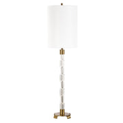 Uttermost York Mid-Century Crystal Column Buffet Lamp With White Linen Shade