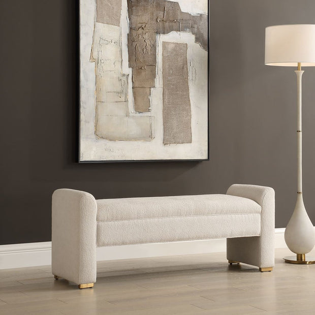 Uttermost Caliste Bench With Textured Ivory Boucle