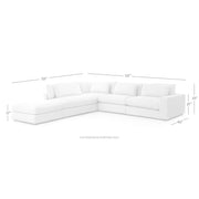 Four Hands Bloor 4 Piece Deep Seating Modular Right Arm Sectional With Ottoman ~ Chess Pewter Upholstered Woven Fabric
