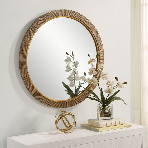Casa Bella Living Relaxing Round Rattan Look Alike Mirror