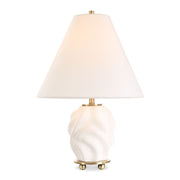 Uttermost Bora Matte White Glazed Swirl Base Accent Lamp With White Linen Shade