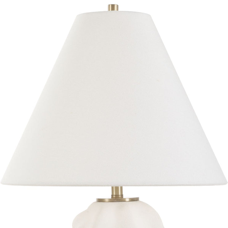 Uttermost Bora Matte White Glazed Swirl Base Accent Lamp With White Linen Shade