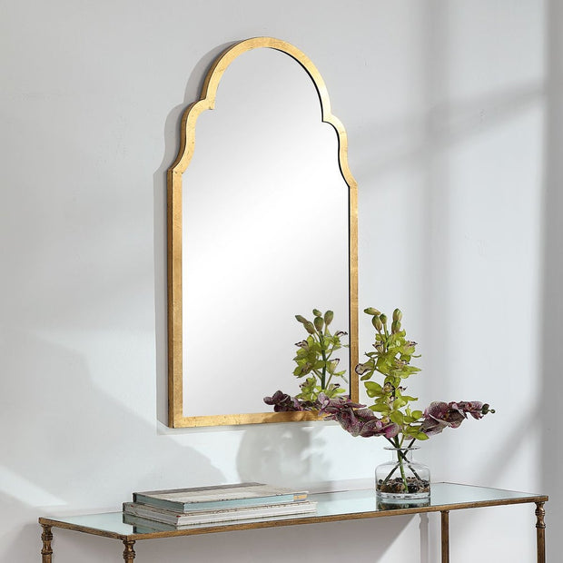 Casa Bella Living Beautiful Arched Top Finished With Gold Leaf Mirror