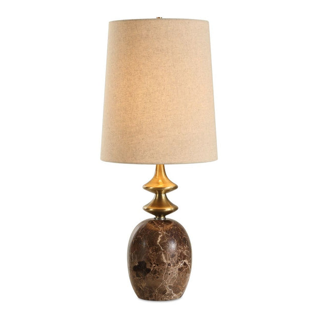 Uttermost Percy Brown Marble and Brass Details Buffet Lamp With White Linen Shade