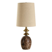 Uttermost Percy Brown Marble and Brass Details Buffet Lamp With White Linen Shade