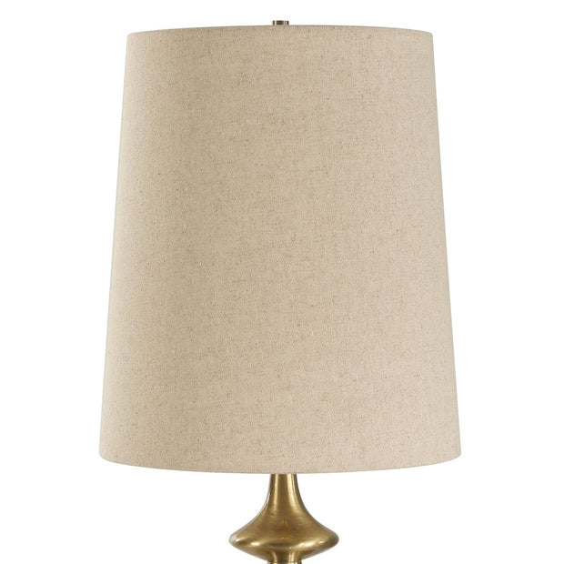 Uttermost Percy Brown Marble and Brass Details Buffet Lamp With White Linen Shade