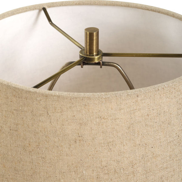 Uttermost Percy Brown Marble and Brass Details Buffet Lamp With White Linen Shade