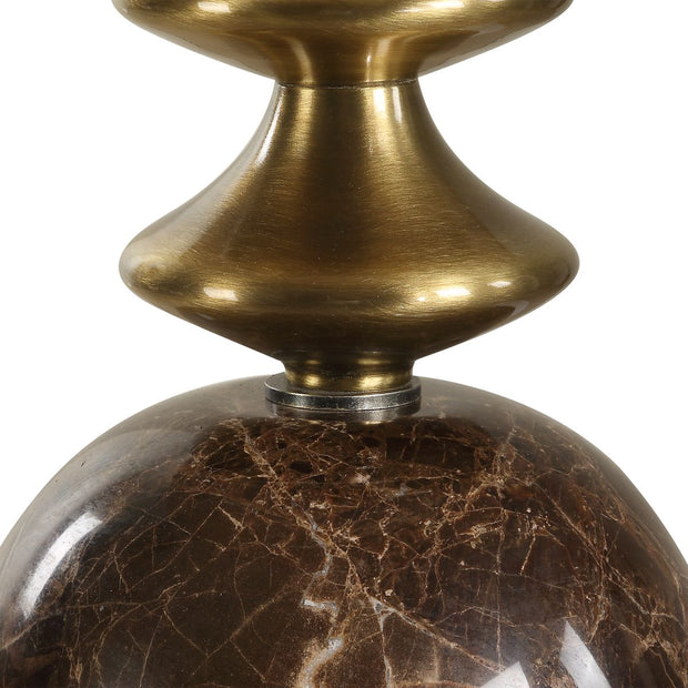 Uttermost Percy Brown Marble and Brass Details Buffet Lamp With White Linen Shade
