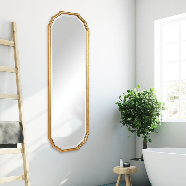 Casa Bella Living Elegant Curved Corners With Metallic Gold Leaf Frame Mirror
