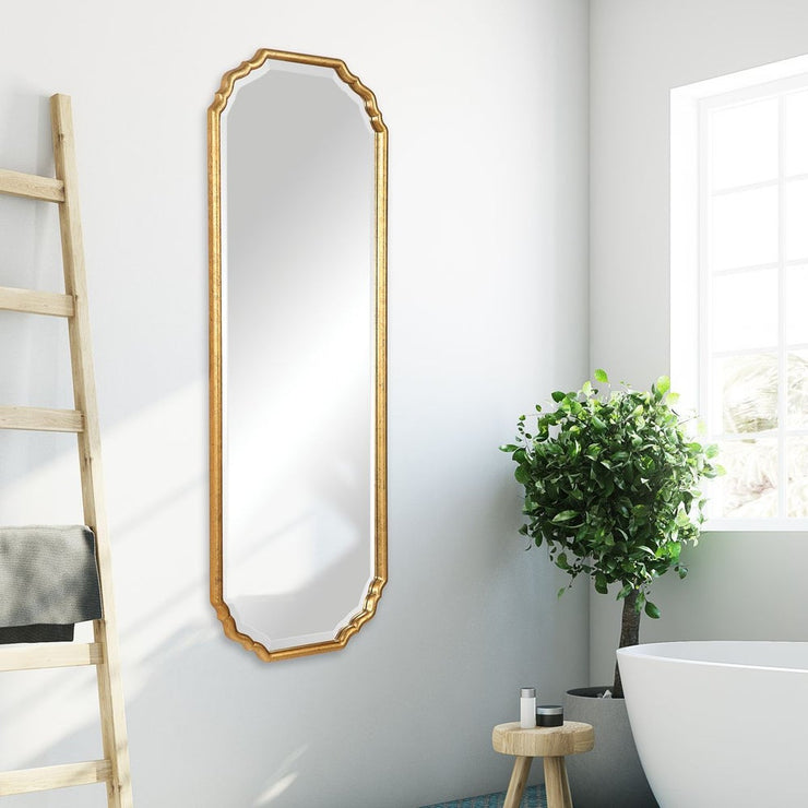 Casa Bella Living Elegant Curved Corners With Metallic Gold Leaf Frame Mirror