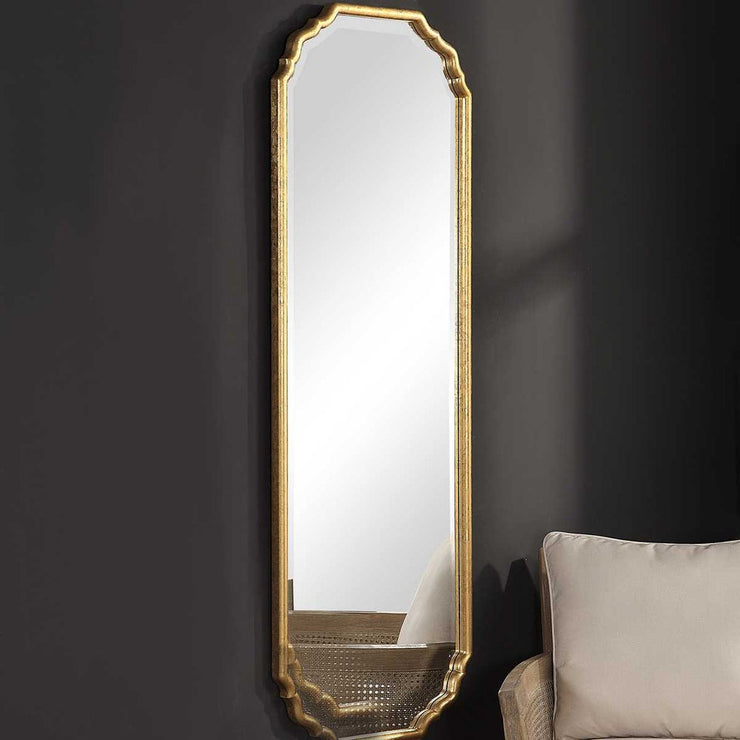 Casa Bella Living Elegant Curved Corners With Metallic Gold Leaf Frame Mirror