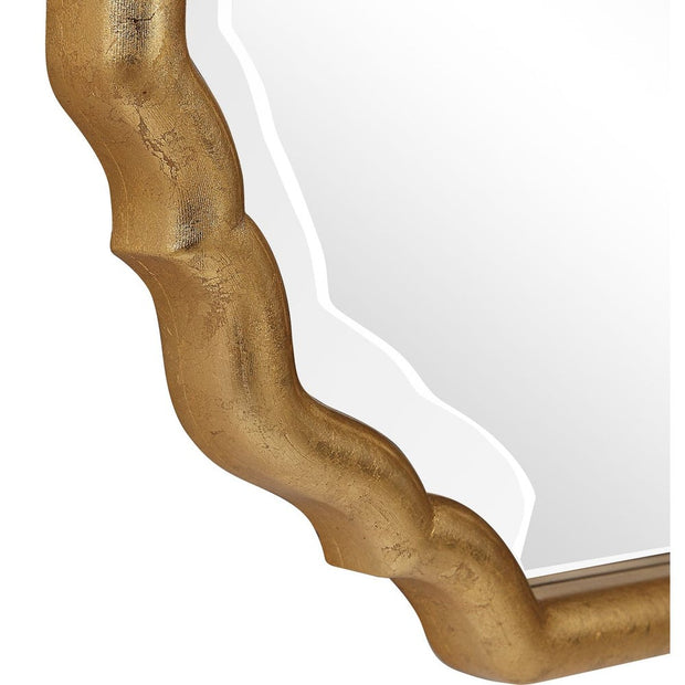 Casa Bella Living Elegant Curved Corners With Metallic Gold Leaf Frame Mirror