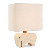 Uttermost Tusk Elephant Sculpture Beige Accent Lamp With Khaki Fabric Shade