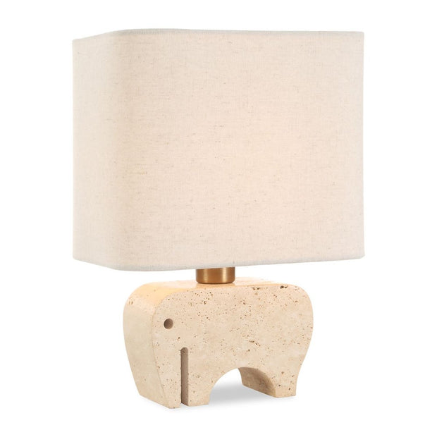Uttermost Tusk Elephant Sculpture Beige Accent Lamp With Khaki Fabric Shade